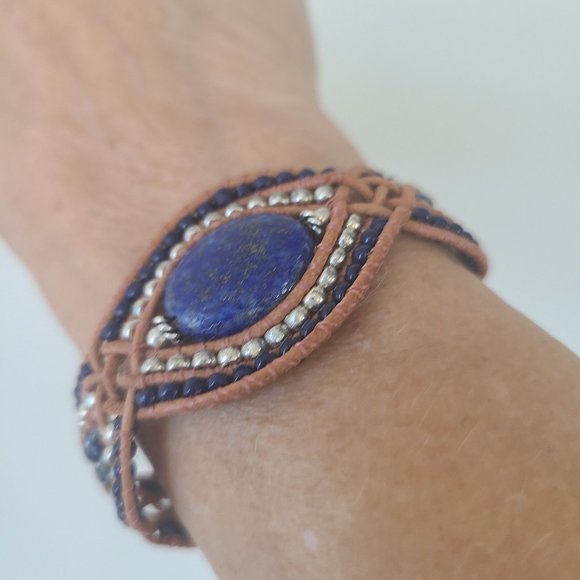 Leather & Lapis bracelet - Picture 1 of 4